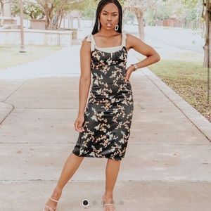 Floral Satin Midi Dress